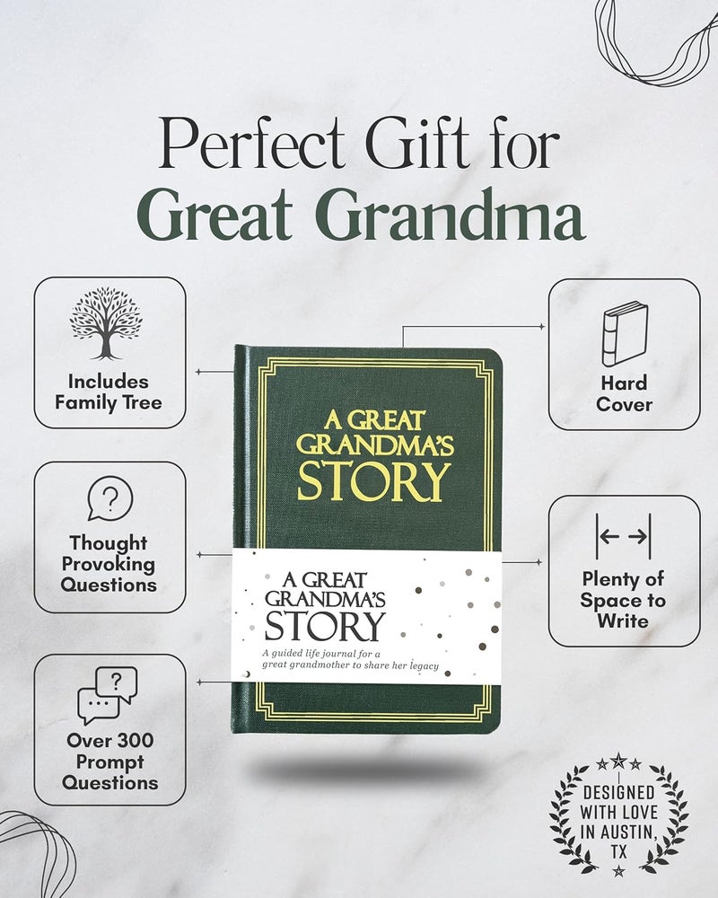 Coco & Lan Great Grandma's Life Story Journal (Hardcover): A Meaningful Keepsake for Great Grandma to Share Her Journey & Memories, Book Includes 250+ Prompts, Great Gifts for Mother's Day, Birthday & Christmas - Image 2